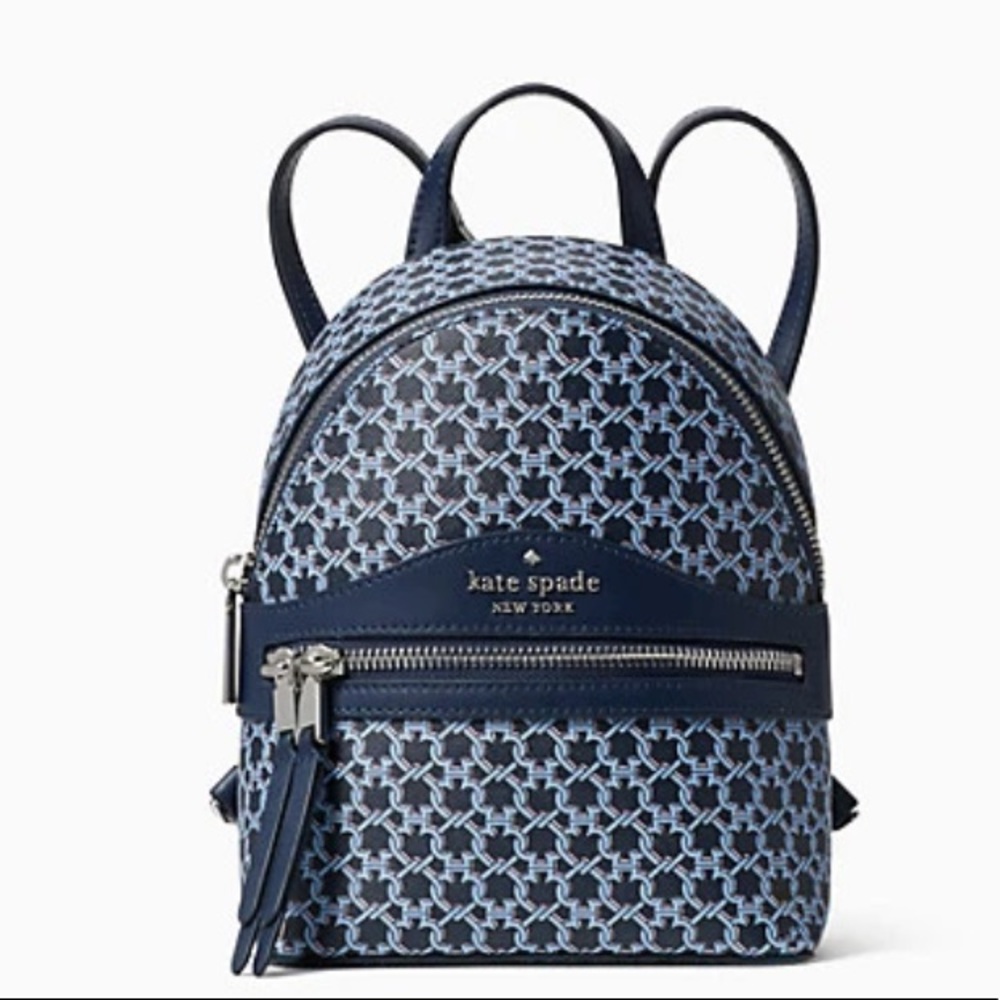 NWT, Kate Spade spade link mini convertible backpack, Blue Multi